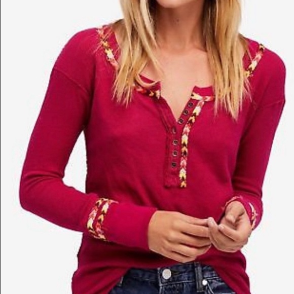 We the free free people rainbow thermal Henley size small - Picture 1 of 6